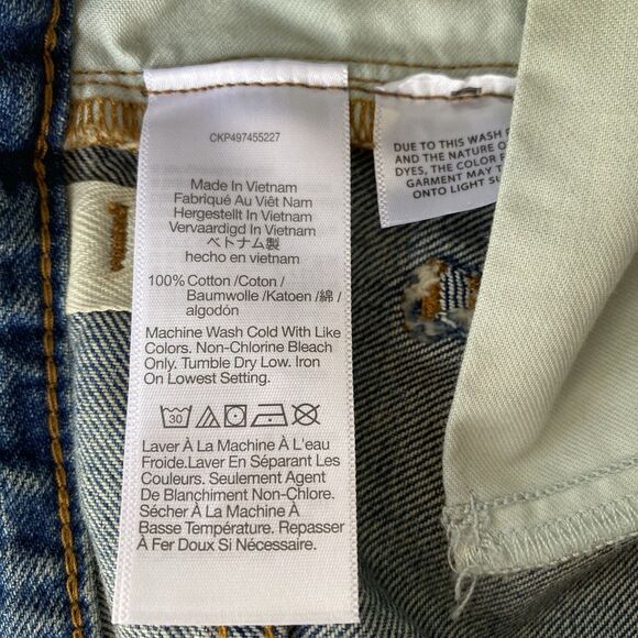 Madewell The Dean Easy Straight Jeans 29T Blue High Rise Distressed Raw Hem - Picture 13 of 13